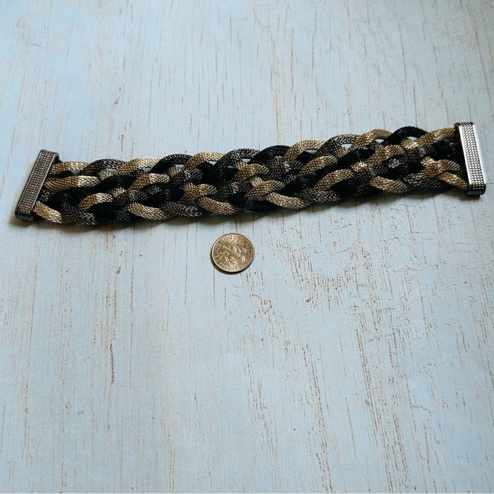 Gunmetal Black Silver Braided‎ Mesh Magnetic Bracelet
